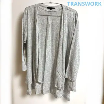 TRANSWORK 라이트 그레이 7부 소매 가디건 텐셀 100%