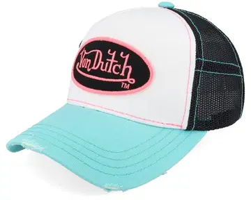 Von Dutch 트래커 햇 화이트/터콰이즈