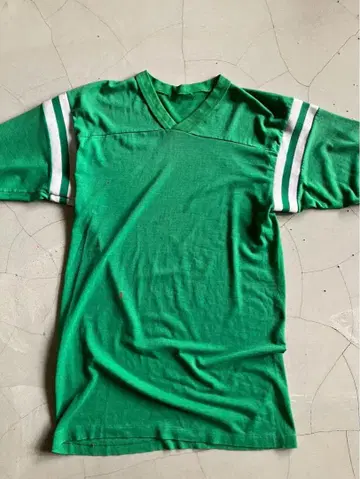 70s 80s 풋볼 티셔츠 그린 그린 무지 단색