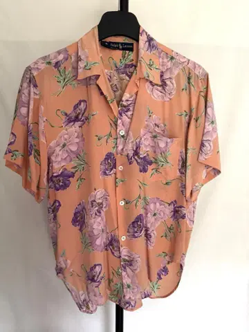 빈티지 Ralph Lauren 플라워 무늬 실크 반팔 셔츠 90년대