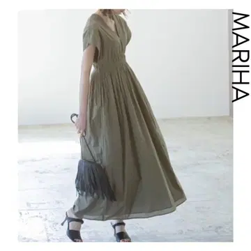 MARIHA 여름의 빛 드레스 카키 마리하 원피스 반팔 롱