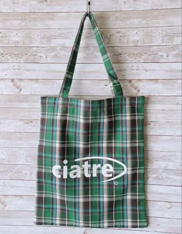 ciatre 극장 체크 토트백 그린