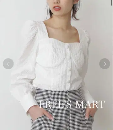 FREE'S MART 부푼 자카드 짧은 기장 블라우스 볼륨 소매 긴팔