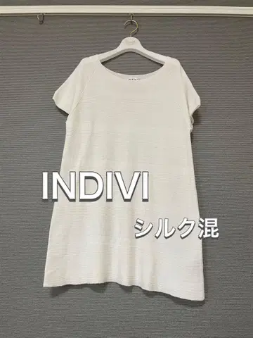 인디비 INDIVI 실크 혼방 반팔 튜닉 M 코튼 나일론 면