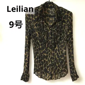 [익명 배송] Leilian 레리안 긴팔 블라우스 레오파드 무늬
