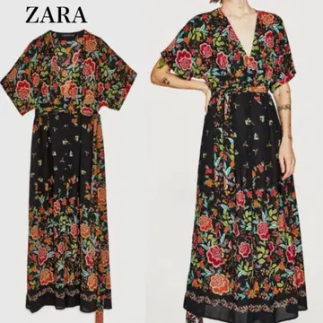 ZARA S 사이즈 카슈쿨 원피스 리본 포함 꽃무늬 올 패턴 레어