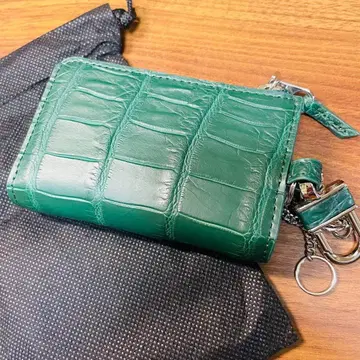 새상품 크로커다일 패턴 가죽 키케이스 그린 봉투, 박스 포함