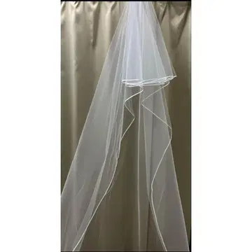 화이트 튤 웨딩 베일 파이핑 롱 결혼식 신부 잡화