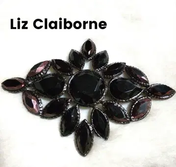 Liz Claiborne 대형 블랙 플라워 모티브 브로치