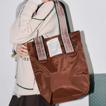 브라운 나일론 토트백