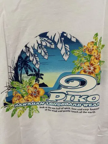 90s Piko 하와이안 티셔츠 화이트