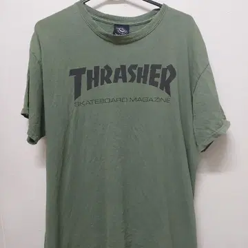 Thrasher 로고 티셔츠 올리브 그린