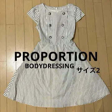 PROPORTION BODYDRESSING 스트라이프 반팔 플레어 원피스