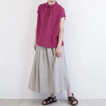 nofl 노플 내추럴 론 프렌치 슬리브 블라우스 핑크