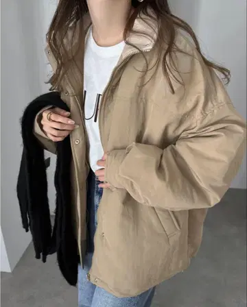 andme MARRY ME 스탠드 카라 볼륨 자켓 베이지 M