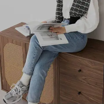 슬림 레그 테이퍼드 데님 팬츠 스트레치 하이웨스트 숏 기장