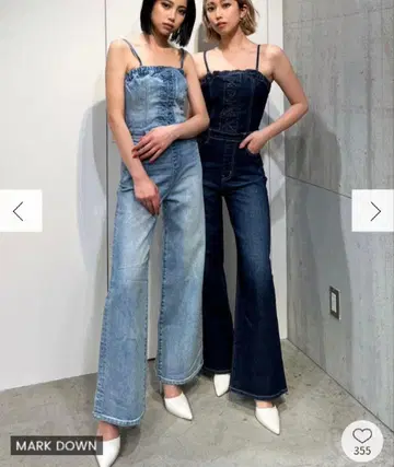 GYDA 프론트 레이스업 와이드 데님 올인원