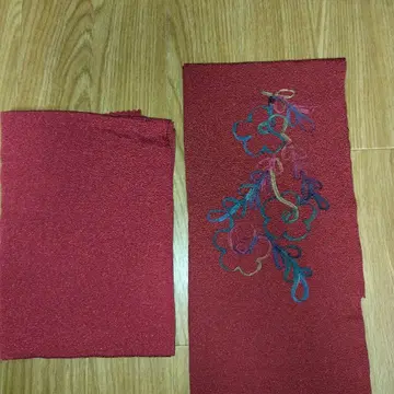 크레이프 자수 장식용 깃 오비 장식 천 와인 레드