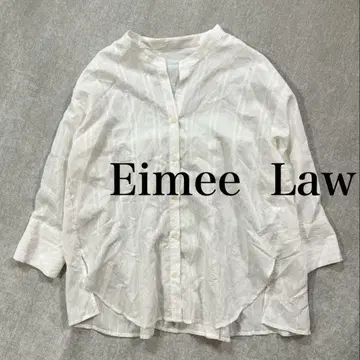 EimeeLaw 에이미로우 프릴 플리츠 스트라이프 블라우스 긴팔 셔츠