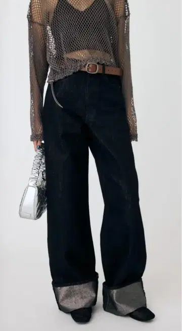 MOUSSY 마우지 GLITTER DENIM WIDE STRAIGHT