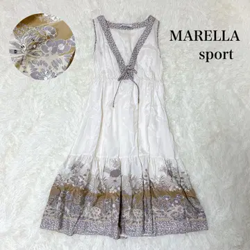 MARELLA sport 꽃무늬 자수 비즈 실크 롱 원피스