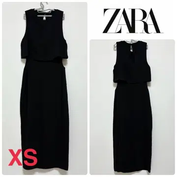 ZARA 자라 블랙 컷 아웃 미디 원피스 XS 블랙 슬리브리스