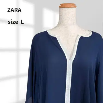 ZARA/자라 시어 블라우스 루즈한 플레어 슬리브 L 여름 코디