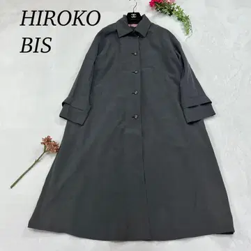 H123 새상품급 M 9 히로코비스 마 혼방 그레이 스프링 코트 여성용