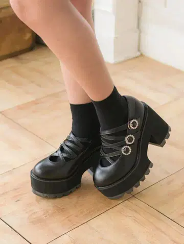 ROJITA 크로스 벨트 신발 지뢰계 양산형 통굽