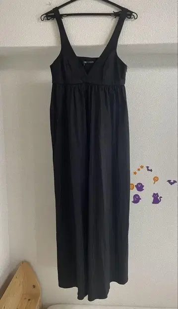 ZARA 자라 슬리브리스 V넥 롱 원피스 블랙