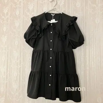 미사용 새상품 시마무라 프릴 옷깃 티어드 프릴 원피스 블라우스 튜닉 M