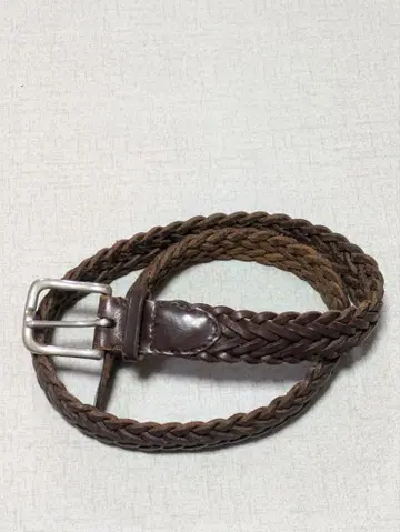 브라운 가죽 웨빙 벨트