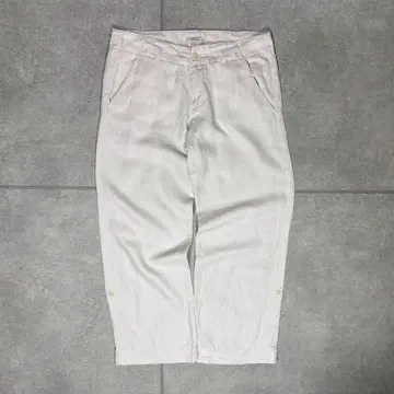 와이드 팬츠 린넨 100% 올 화이트 초와이드 플랩 포켓 90s