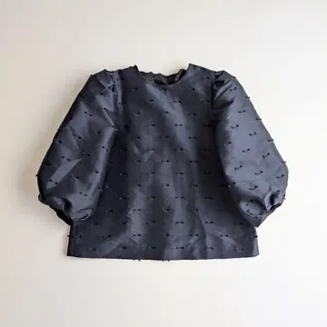 UNITED ARROWS 리본 컷 자카드 블라우스 네이비