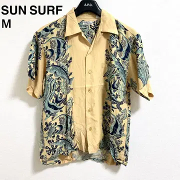 SUN SURF 90s 동양 하와이안 물고기 해초 알로하 셔츠 M