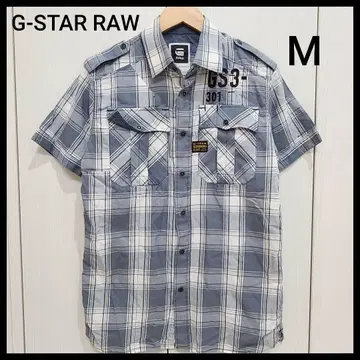 G-STAR RAW 지스타로우 반팔 셔츠 체크 그레이 M