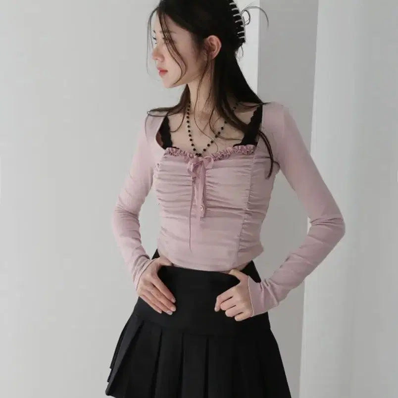 Dry Rose Shirring Lace Button Top (New) #드라이로즈