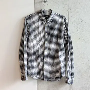 아페쎄 깅엄 체크 셔츠 네이비