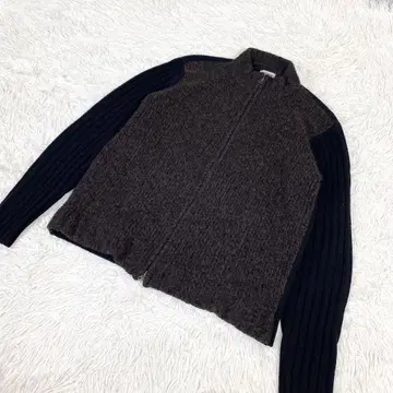 BIGLIDUE 울 블루종 집업 니트 브라운 블랙