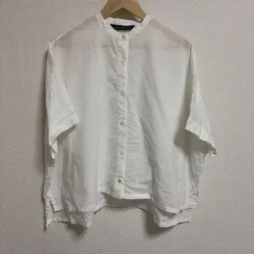 mizuiro ind 밴드 카라 반팔 블라우스