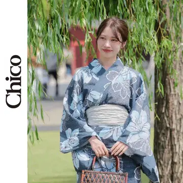 Chico 유카타 GRL DITA 네이비 네이비 백합 패턴