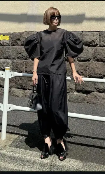 cygne 빅 퍼프 슬리브 시스루 탑 Nadine