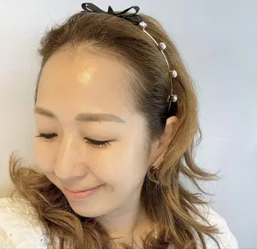thehanybijoux 큐빅 리본 머리띠 블랙