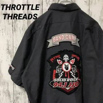C2074 THROTTLE THREADS 반팔 워크 셔츠 해외 락 자수