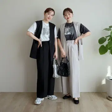 시마무라 TERA omi 콜라보레이션 와이드 팬츠, 베스트 셋업 블랙 M