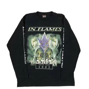 레어 IN FLAMES 2002년 아시아 투어 롱 슬리브 티셔츠 L