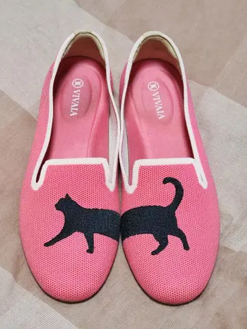 VIVAIA 고양이 실루엣 핑크 플랫 슈즈