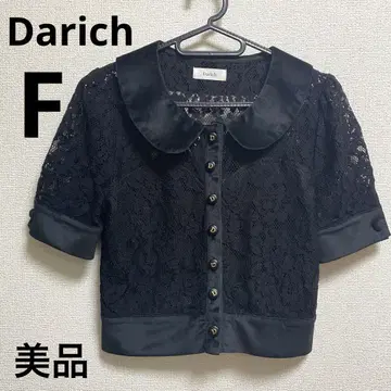 다리치 Darich 가죽 버튼 레이스 탑 시스루 반팔 프리