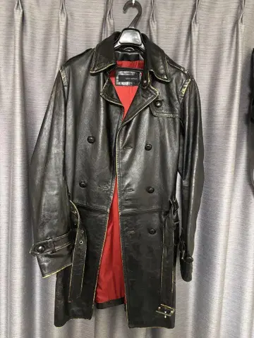 새상품급 DSQUARED 2 가죽 트렌치코트 블랙