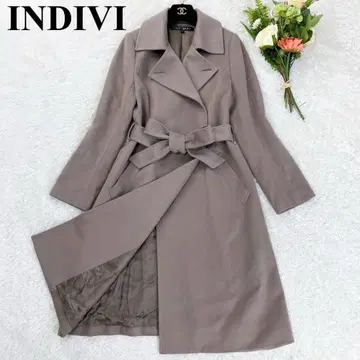 컨디션 최상 INDIVI V.A.I 캐시미어 비버 스텐카라 코트 카멜